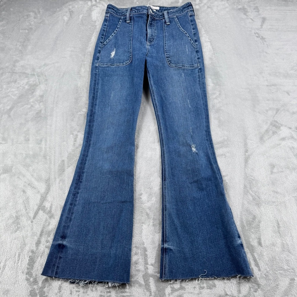 Tularosa Penelope Jeans Womens 28 Blue Mid Rise Flare Cotton Blend Made USA